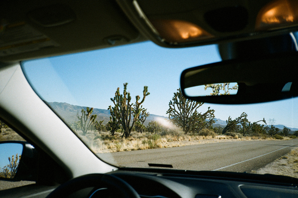 Shooting in Majove National Preserve. Wearing: Céline white sunglasses, Black blazer, cycling pants, Bottega Veneta small Basket bag