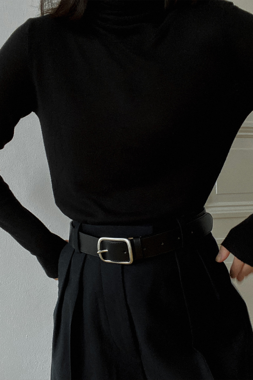 Turtleneck Knit, Tapered Wool Trousers, Leather Belt. November Vlog: Fav Vlogger, Christmas Decor, painting walls and lots of cooking