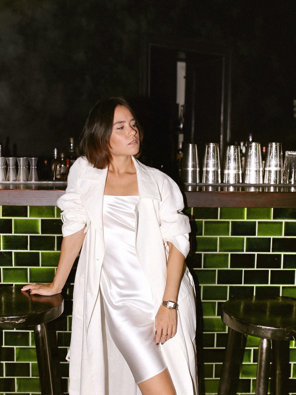 Outfit: White Trench and Dress