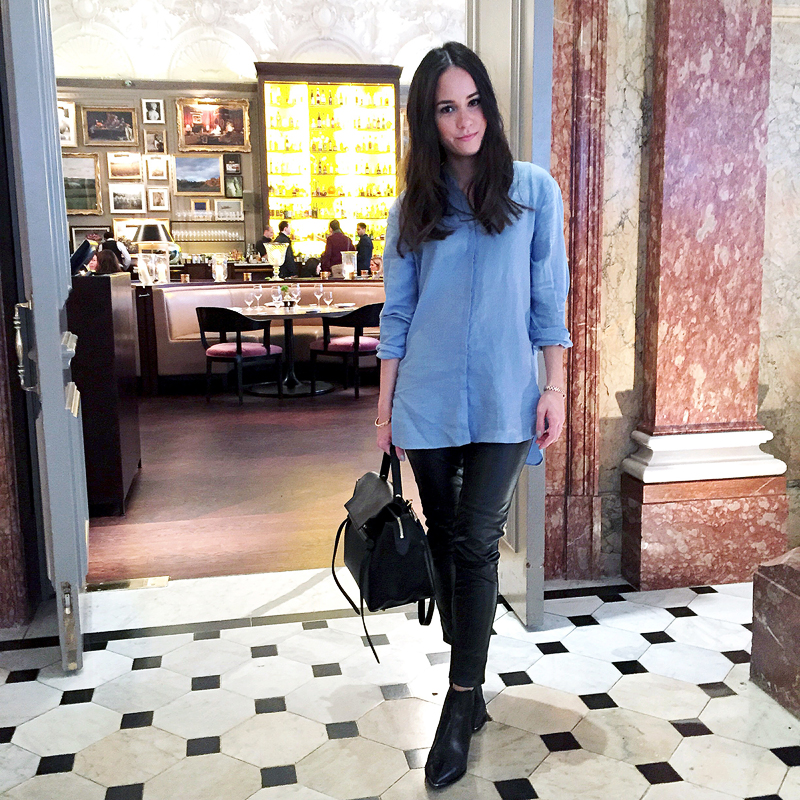 Outfit, Leather leggings, Edition Hotel London
