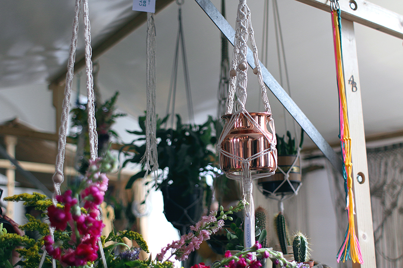 At the flower market: Makramee plant hangers