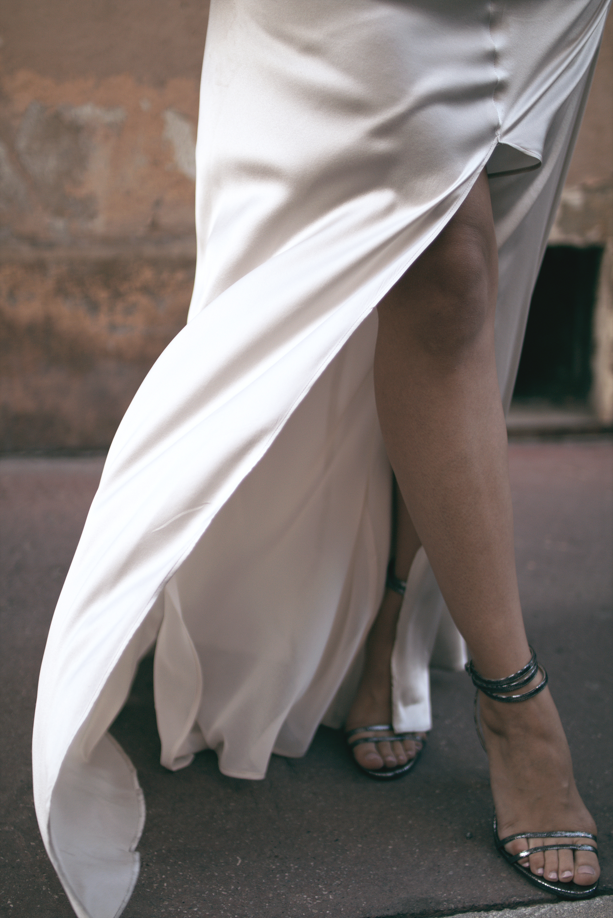 Red Carpet Look for the Cannes Film Festival: silk dress with slit, Chloé clutch, earrings, Jimmy Choo Momento Tizzy heels