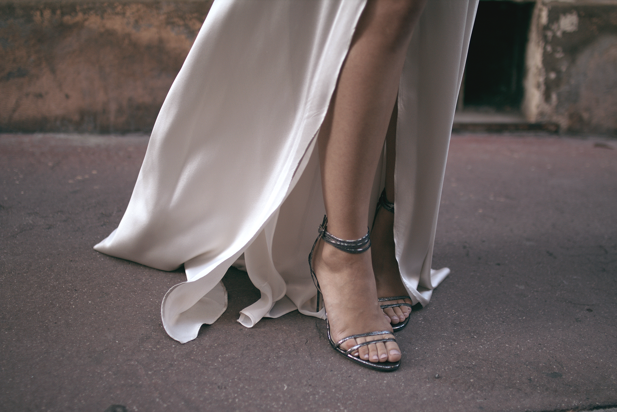 Red Carpet Look for the Cannes Film Festival: silk dress with slit, Chloé clutch, earrings, Jimmy Choo Momento Tizzy heels