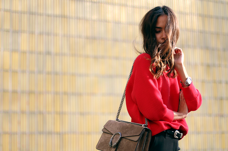 Nisi is wearing: Wide Leg Pants from Warehouse, Gucci Dionysus Bag and a Belted Coat from COS