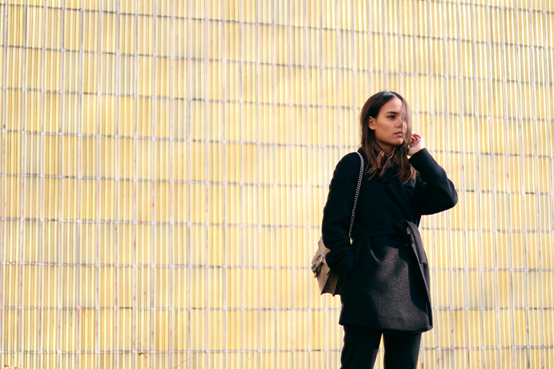 Nisi is wearing: Wide Leg Pants from Warehouse, Gucci Dionysus Bag and a Belted Coat from COS