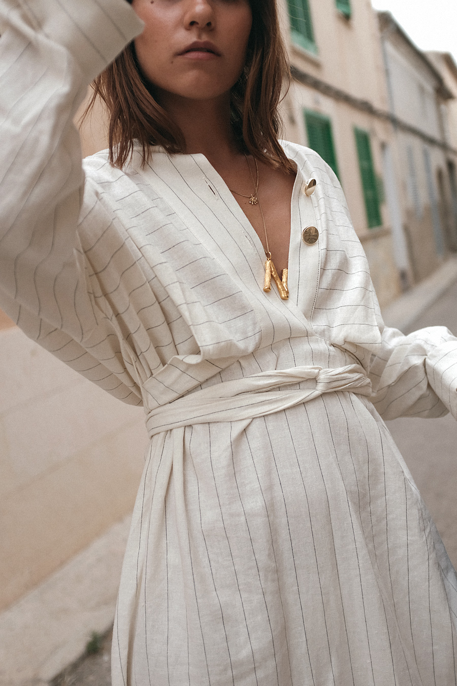 Striped linen dress in Majorca