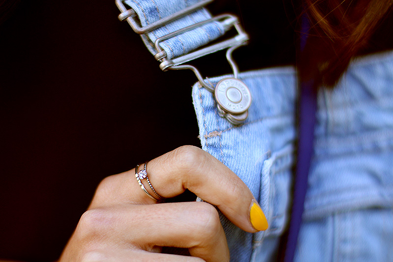 Nisi is wearing: Topshop Dungarees or denim overall, black silk shirt from Zara, Givencha Obsedia small in blue and Birkenstocks